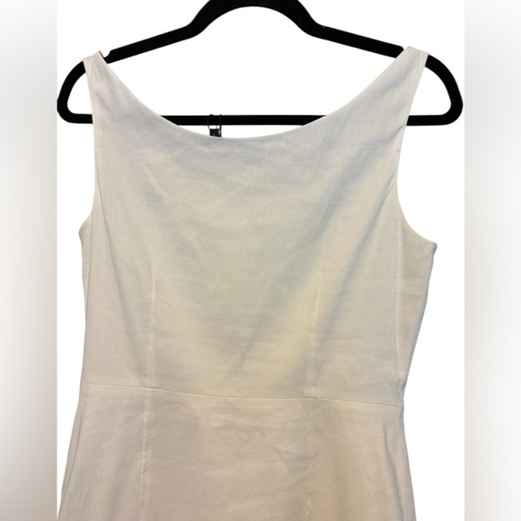 NWT Theory Ballerina Neckline Mini Dress in Good Linen White Eco Crunch Size 4 - Picture 3 of 6